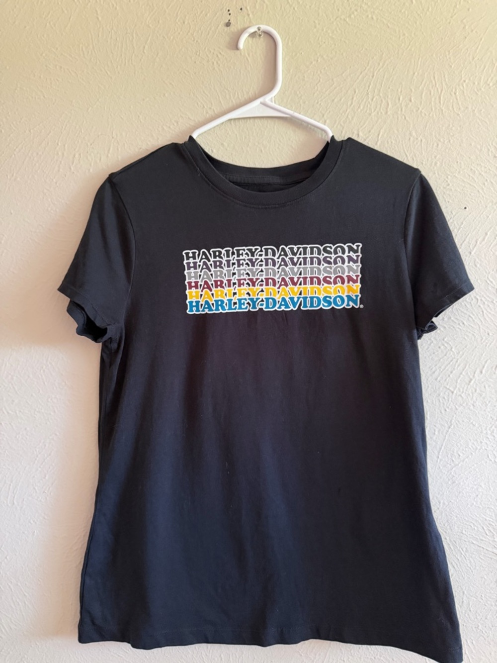 Harley-Davidson Black T-Shirt with colorful logo.